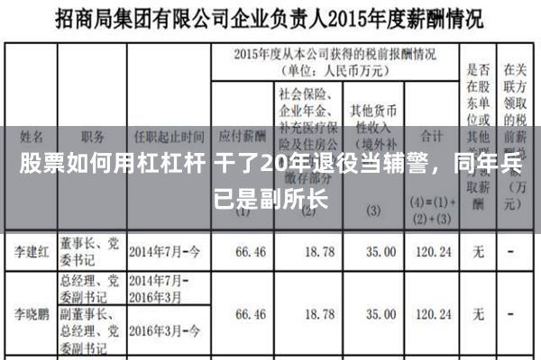 股票如何用杠杠杆 干了20年退役当辅警，同年兵已是副所长